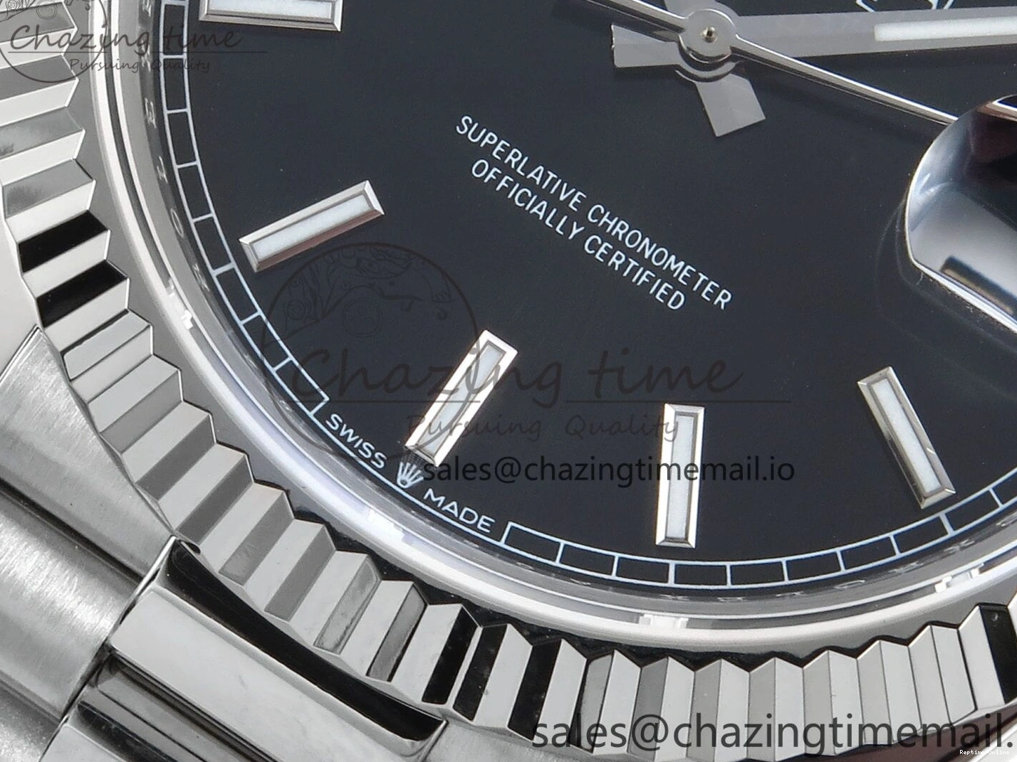 0126 Day Date 128239 36mm SS KF 1:1 Best Edition Black Dial Stick Marker On President Bracelet A2836 (Gain Weight) ZipUp 640